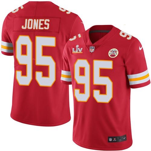 Men's Kansas City Chiefs #95 Chris Jones Red NFL 2021 Super Bowl LV Stitched Jersey